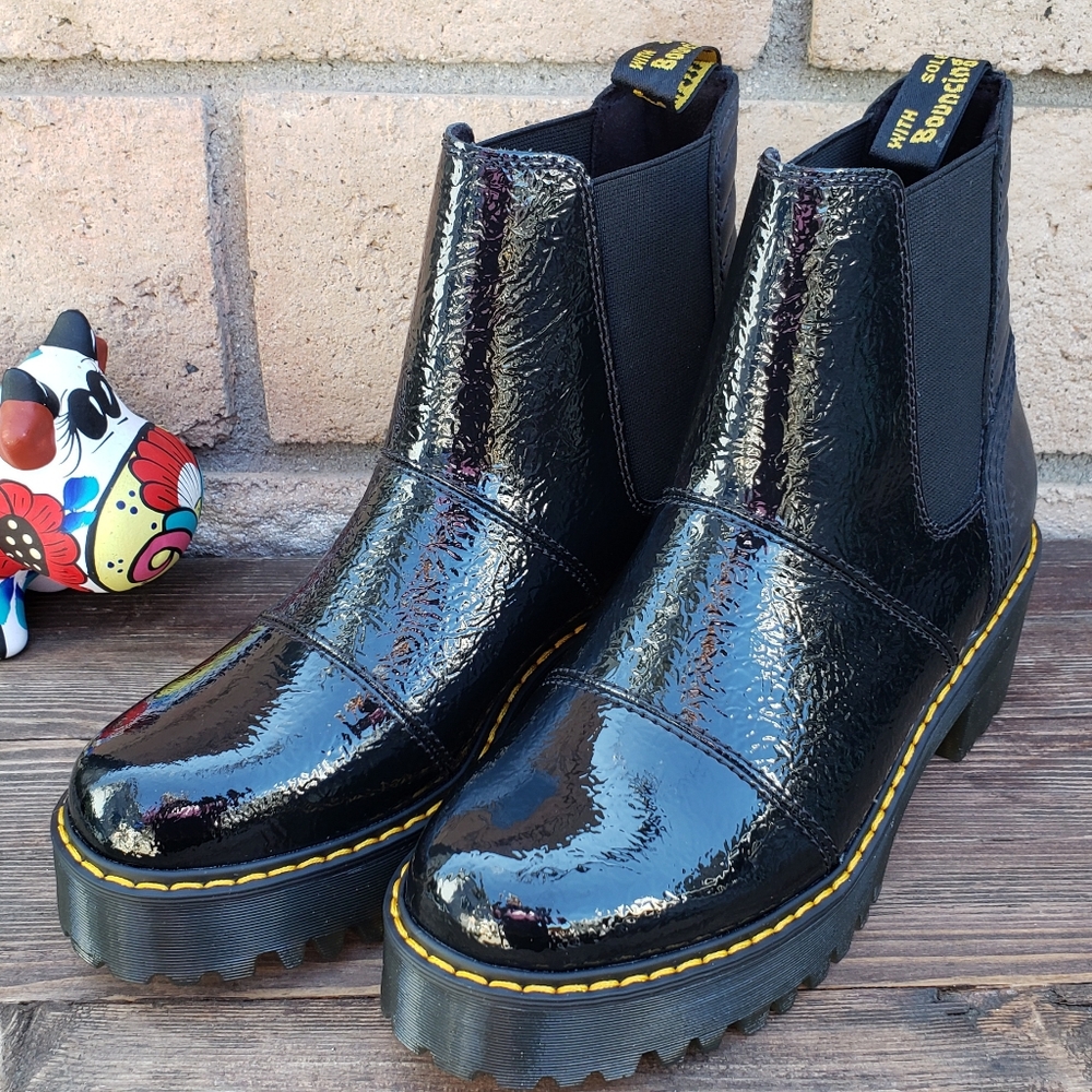 Dr. Martens Black Patent Ankle Boots